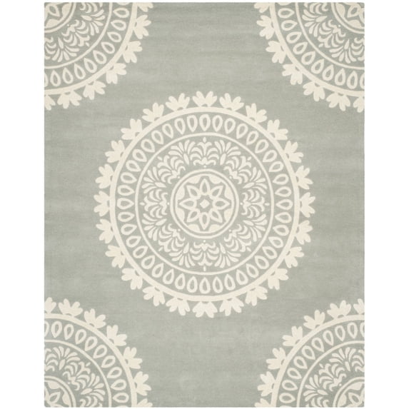 SAFAVIEH Bella Parker Geometric Wool Area Rug, Grey/Ivory, 5' x 8'