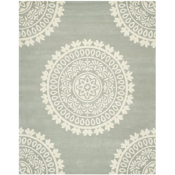 SAFAVIEH Bella Parker Medallion Geometric Wool Area Rug, Grey/Ivory, 10' x 14'
