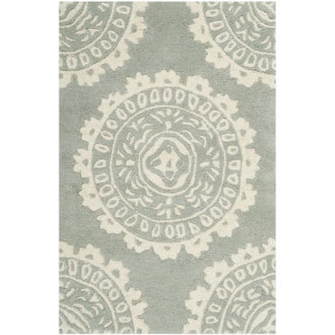SAFAVIEH Bella Parker Medallion Geometric Wool Area Rug, Grey/Ivory, 2' x 3'