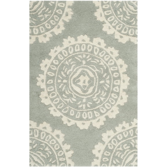 SAFAVIEH Bella Parker Medallion Geometric Wool Area Rug, Grey/Ivory, 2' x 3'