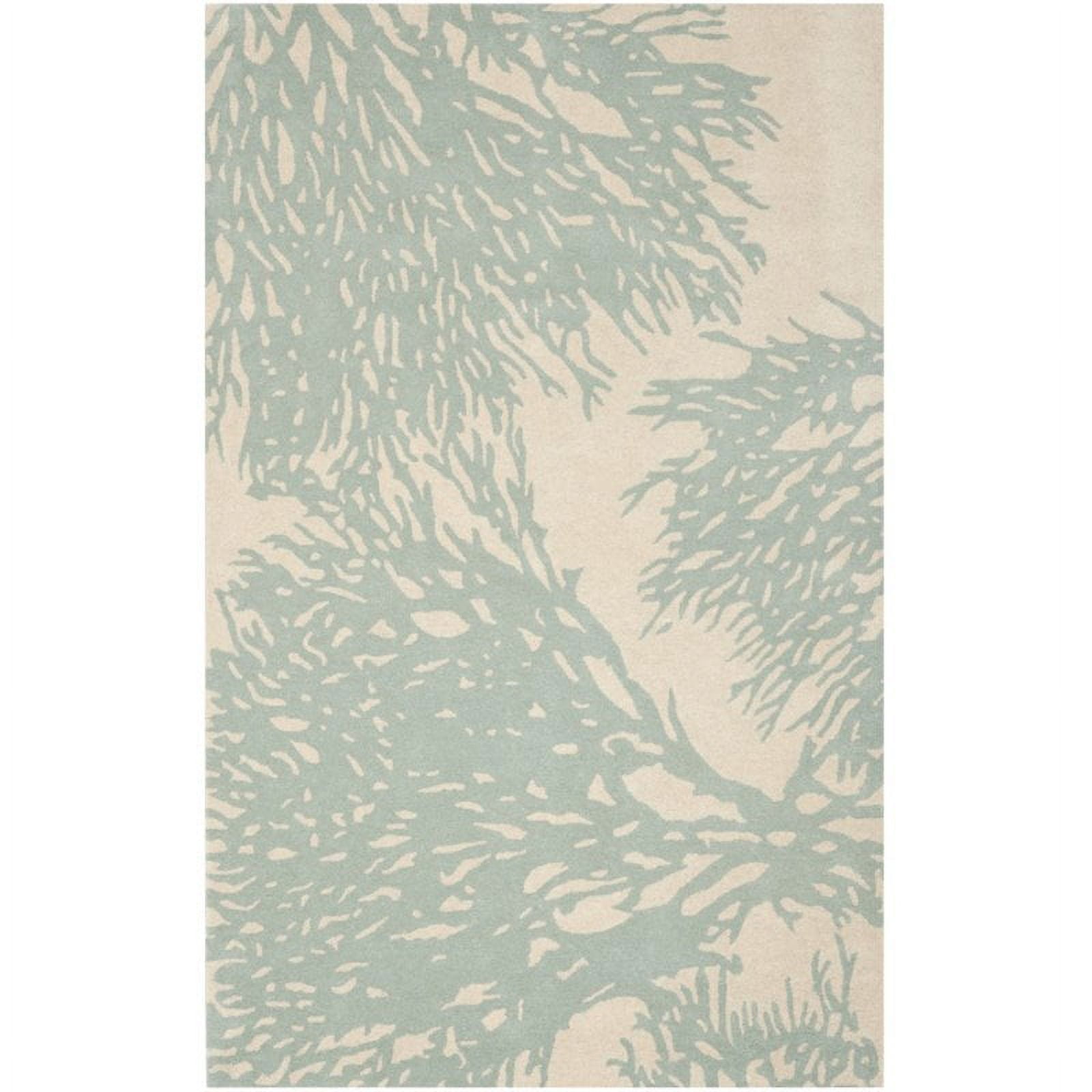 Hand-Tufted Beige & Blue Wool Area Rug, 9' x 12'