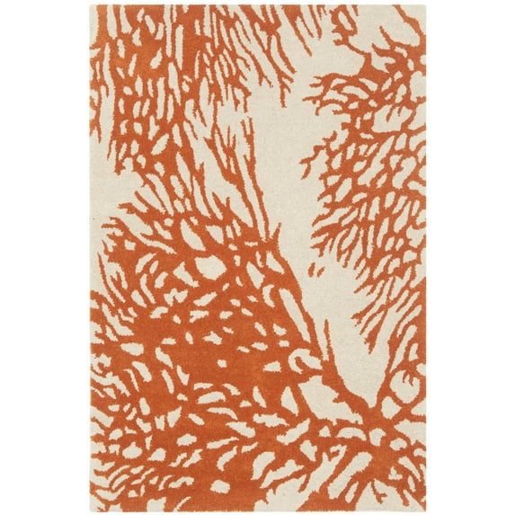 SAFAVIEH Bella Pascal Floral Coral Wool Area Rug, Beige/Terracotta, 3' x 5'