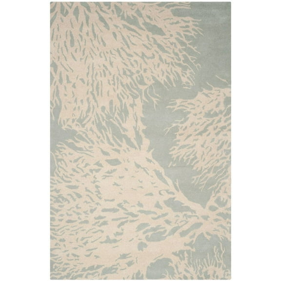 SAFAVIEH Bella Pascal Floral Coral Wool Area Rug, Grey/Ivory, 7' x 7' Square