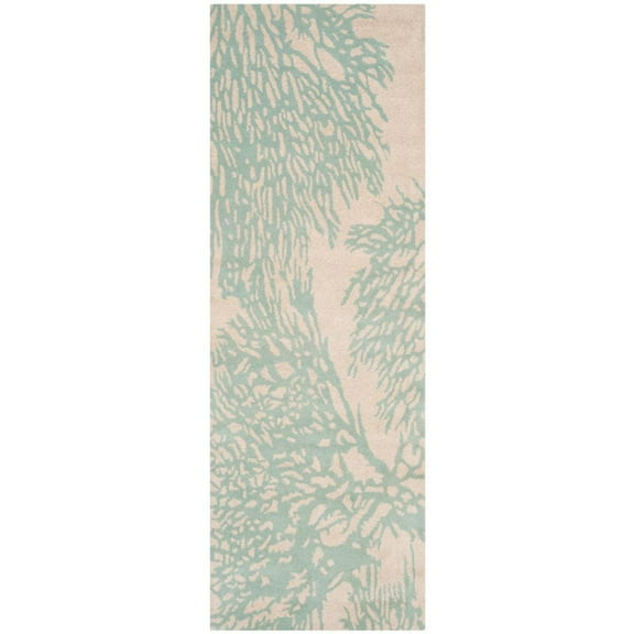 SAFAVIEH Bella Pascal Floral Coral Wool Runner Rug, Beige/Blue, 2'3" x 9'