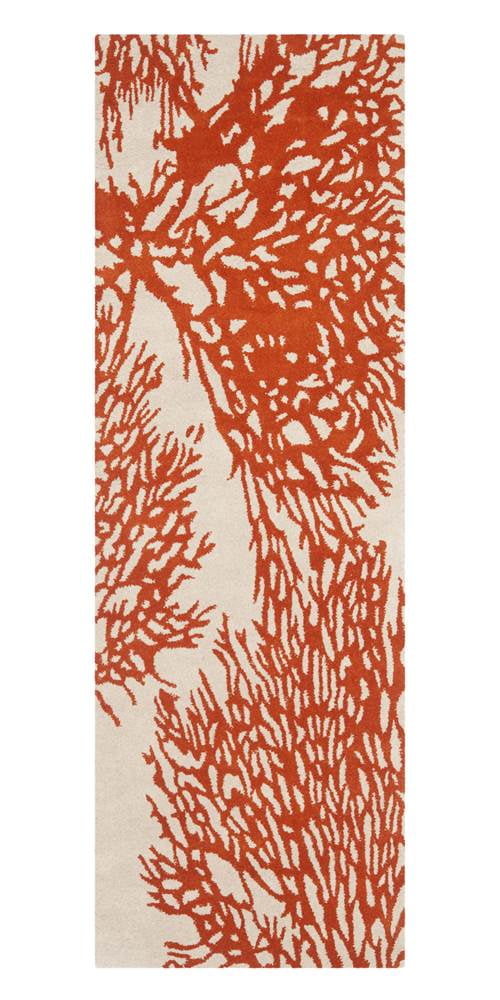 Beige and Terracotta Hand-Tufted Wool Runner Rug
