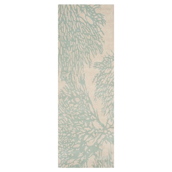 SAFAVIEH Bella Pascal Floral Wool Runner Rug, Beige/Blue, 2'3" x 7'