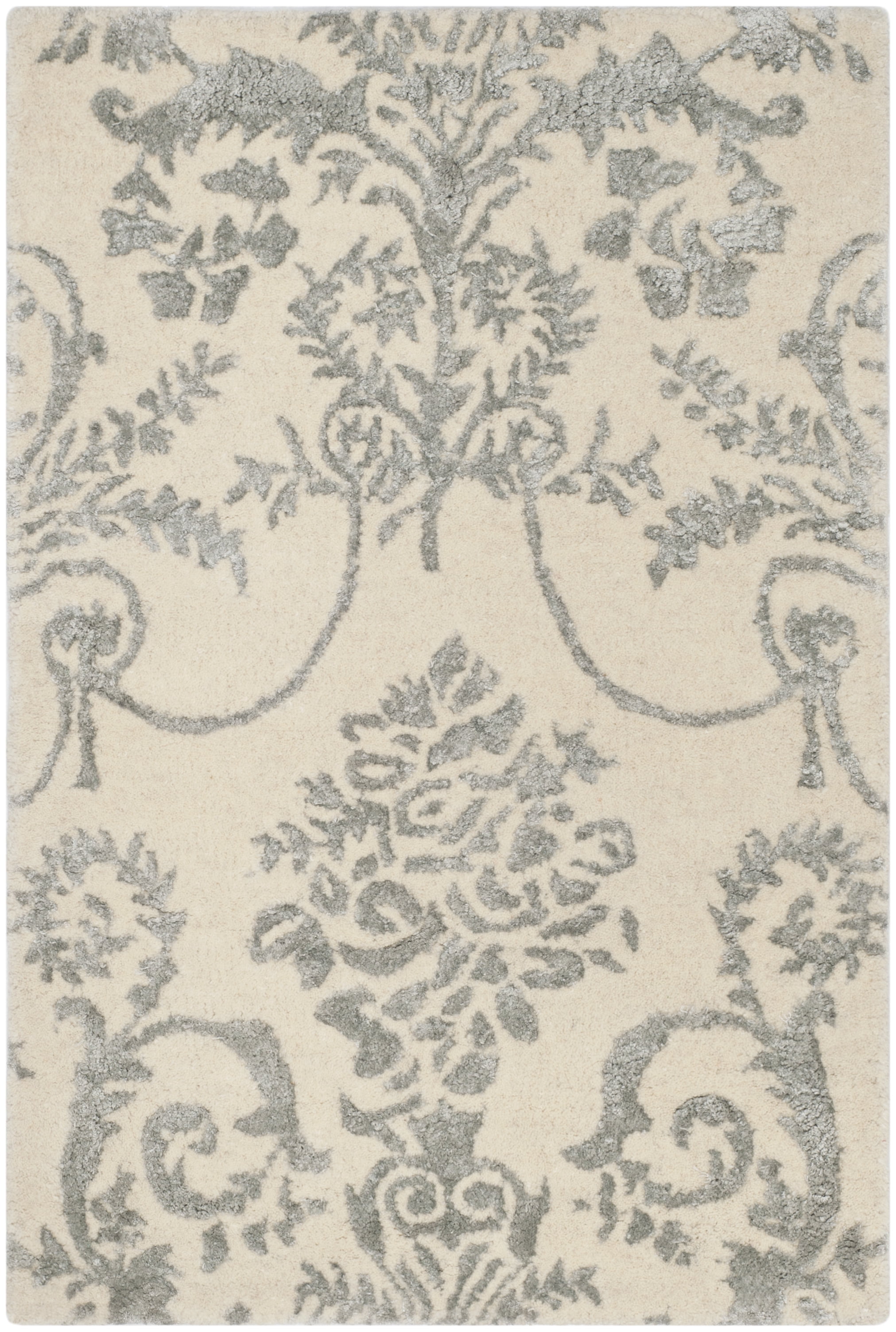 Ivory and Grey Hand-Tufted Wool Rectangular Accent Rug