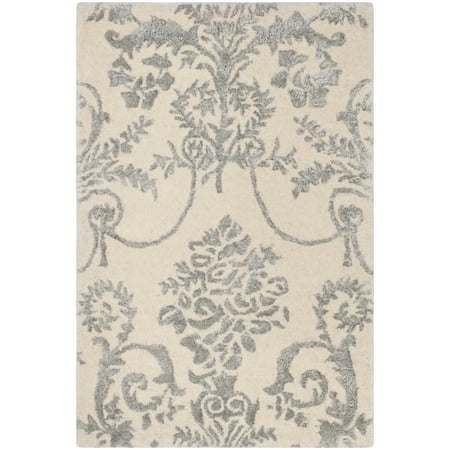 SAFAVIEH Bella Paula Damask Area Rug, Ivory/Grey, 2' x 3'