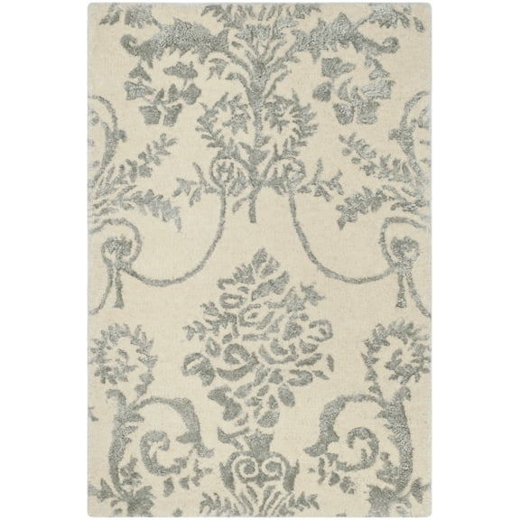 SAFAVIEH Bella Paula Damask Area Rug, Ivory/Grey, 2' x 3'
