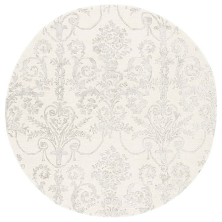 SAFAVIEH Bella Paula Damask Area Rug, Ivory/Grey, 3' x 3' Round