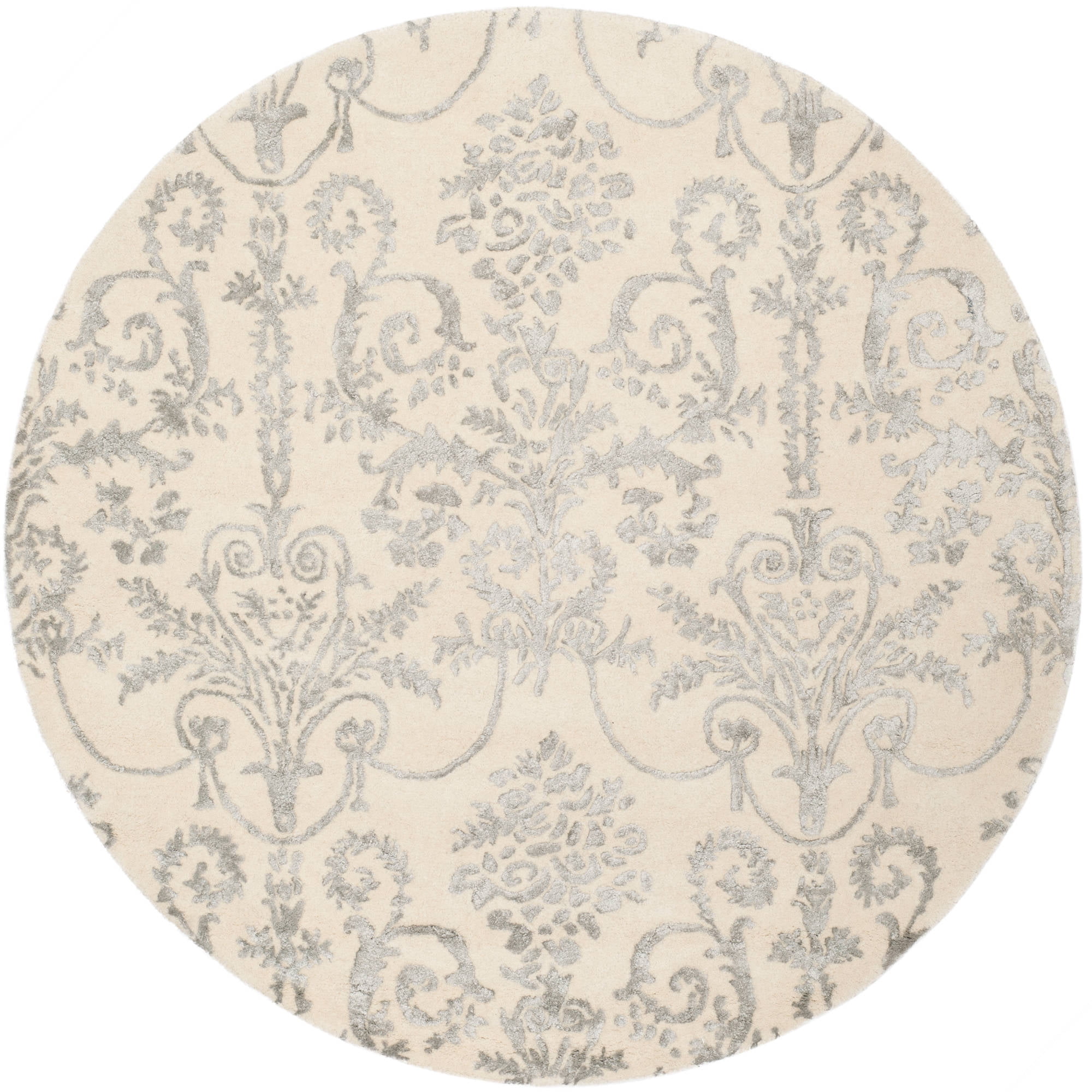 Hand-tufted Elegance Round Gray Wool & Viscose Rug - 59"