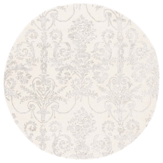 SAFAVIEH Bella Paula Damask Area Rug, Ivory/Grey, 7' x 7' Round