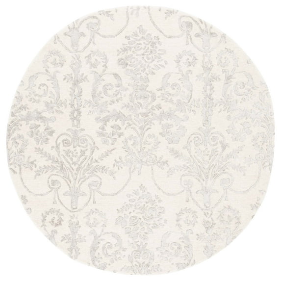 SAFAVIEH Bella Paula Damask Area Rug, Ivory/Grey, 9' x 9' Round