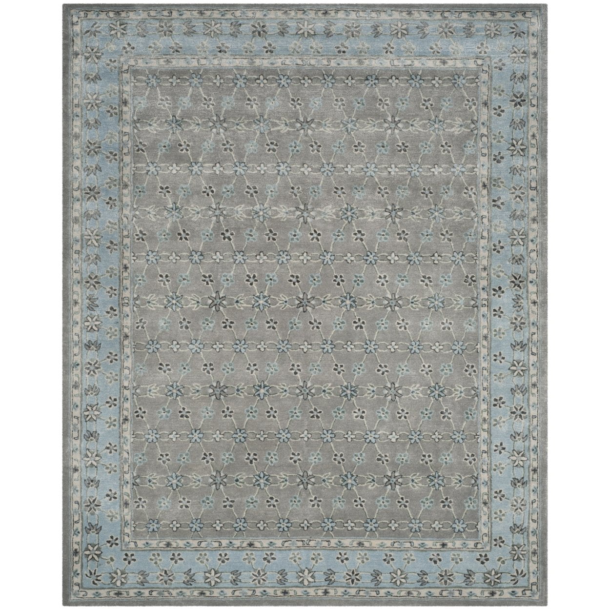 SAFAVIEH Bella Ridley Traditional Floral Wool Area Rug, Silver/Light ...