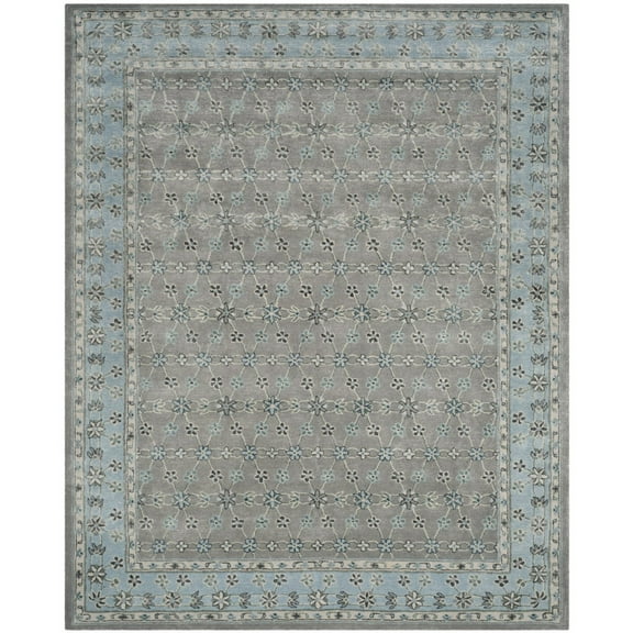 SAFAVIEH Bella Ridley Traditional Floral Wool Area Rug, Silver/Light Blue, 2'6" x 4'