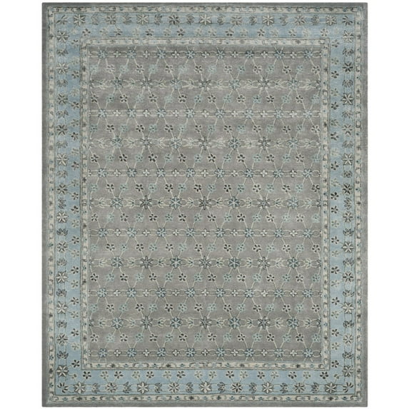 SAFAVIEH Bella Ridley Traditional Floral Wool Area Rug, Silver/Light Blue, 8' x 10'