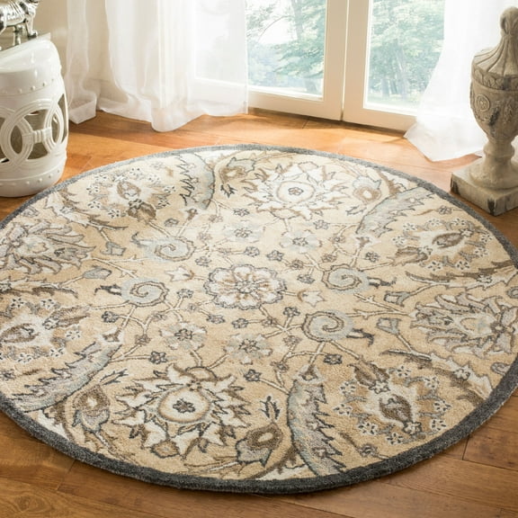 SAFAVIEH Bella Selna Floral Area Rug, Beige/Multi, 5' x 5' Round