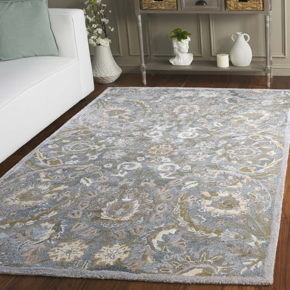 SAFAVIEH Bella Selna Floral Traditional Wool Area Rug, Grey/Multi, 6' x 9'