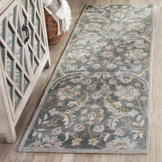 SAFAVIEH Bella Selna Floral Traditional Wool Runner Rug, Grey/Multi, 2'3" x 7'