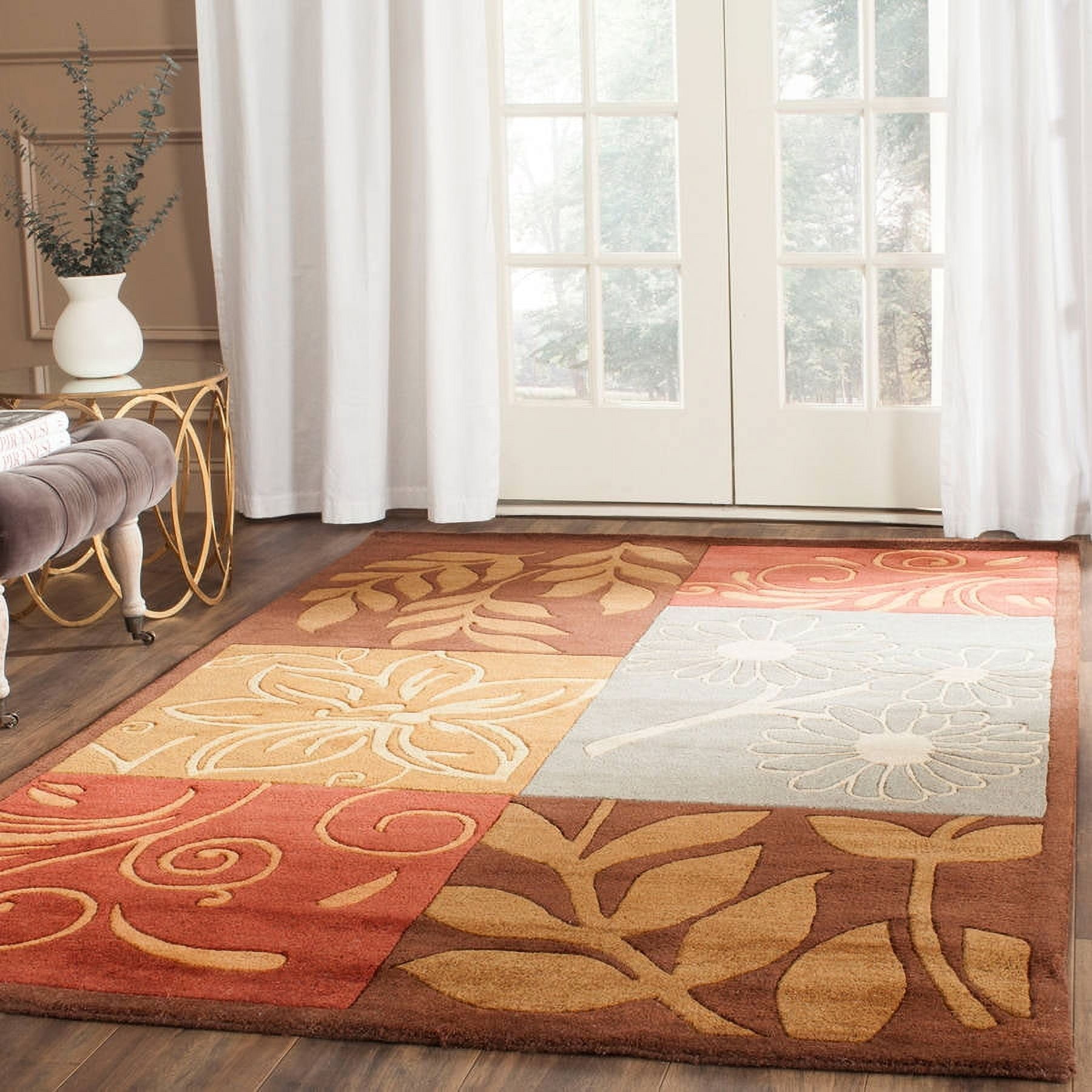 Handmade Multi-Color Floral Wool 5' x 8' Area Rug
