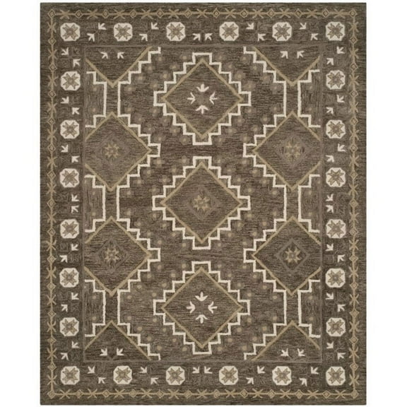 SAFAVIEH Bella Vana Medallion Geometric Wool Area Rug, Brown/Taupe, 2'6" x 4'