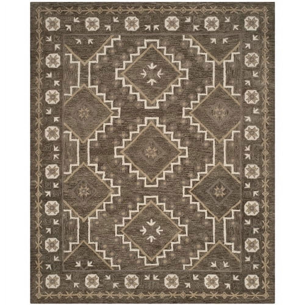Bella 4' x 6' Brown and Taupe Hand-Tufted Wool Area Rug