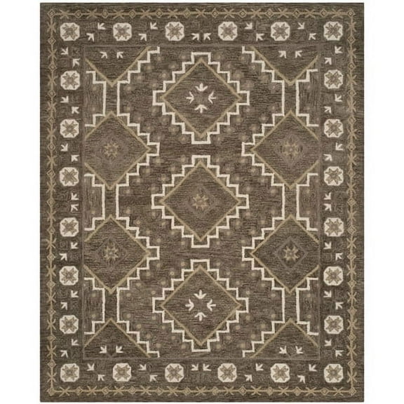 SAFAVIEH Bella Vana Medallion Geometric Wool Area Rug, Brown/Taupe, 4' x 6'