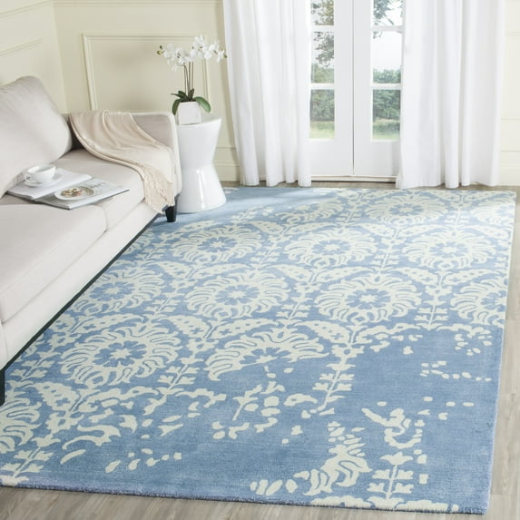 SAFAVIEH Bella Zlata Medallion Geometric Wool Area Rug, Light Blue/Ivory, 6' x 9'