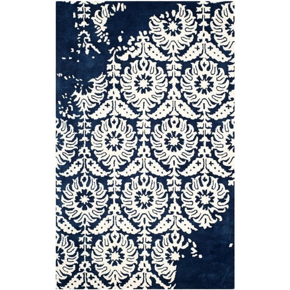 SAFAVIEH Bella Zlata Medallion Geometric Wool Area Rug, Navy/Ivory, 8' x 10'