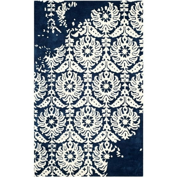 SAFAVIEH Bella Zlata Medallion Geometric Wool Area Rug, Navy/Ivory, 8' x 10'