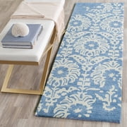 SAFAVIEH Bella Zlata Medallion Geometric Wool Runner Rug, Light Blue/Ivory, 2'3" x 7'
