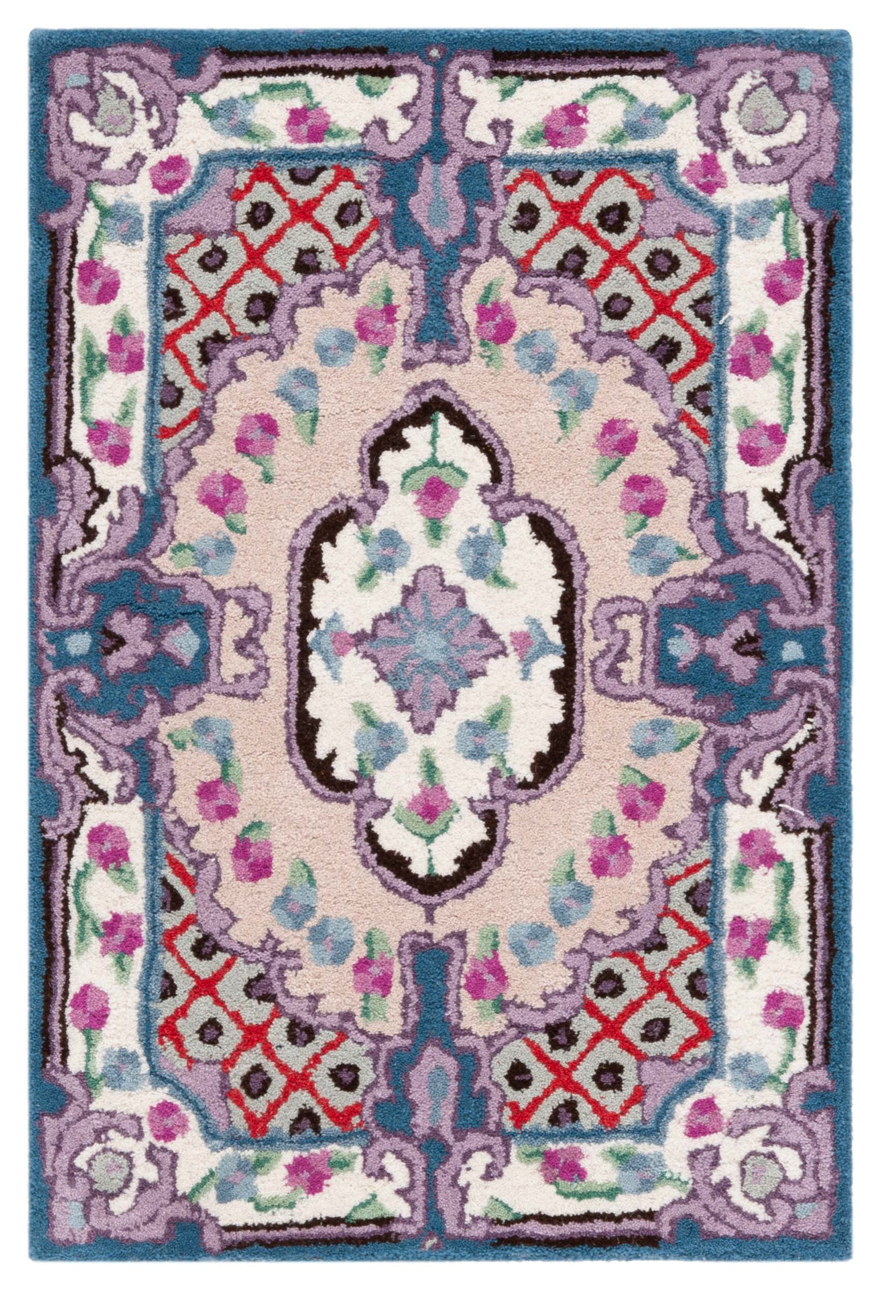 Handmade Tufted Ivory and Pink Wool Area Rug