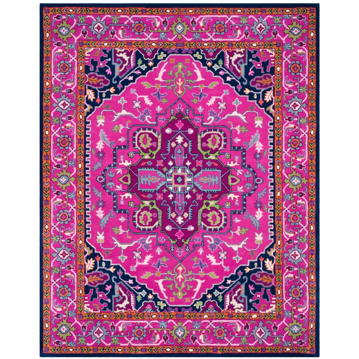 Bellagio Pink and Navy 8' x 10' Hand Tufted Wool Area Rug