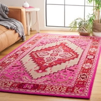 SAFAVIEH Bellagio Major Bordered Wool Area Rug, Red Pink/Ivory, 5' x 8'