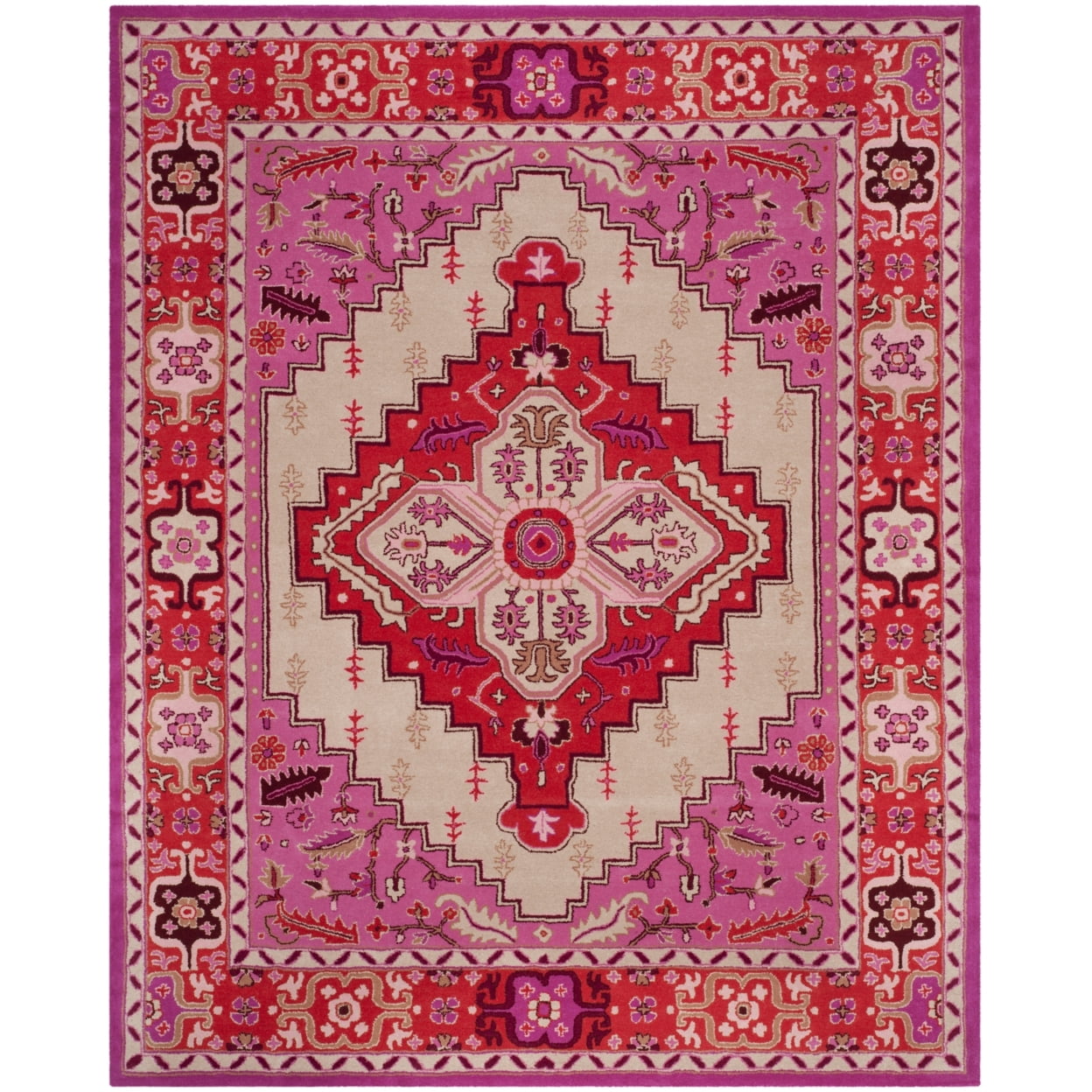 Bellagio Fusion Red-Pink Hand-Tufted Wool Area Rug - 2'6" x 4'