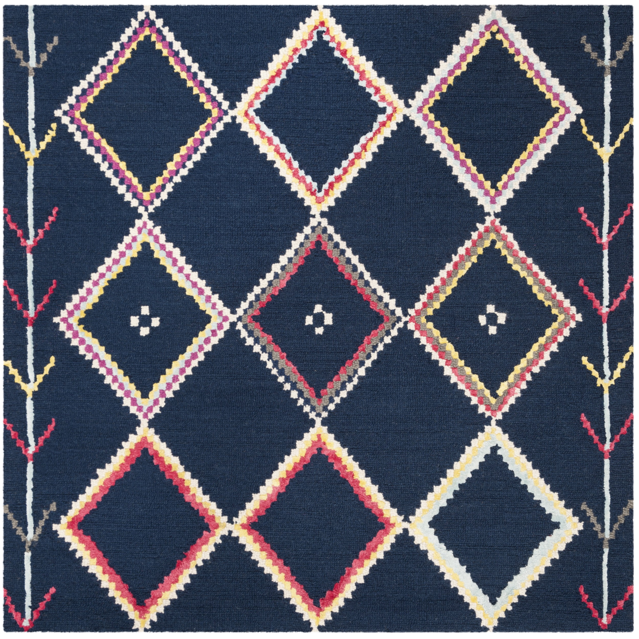 Handmade Bellagio Multicolor Wool Square Tufted Area Rug