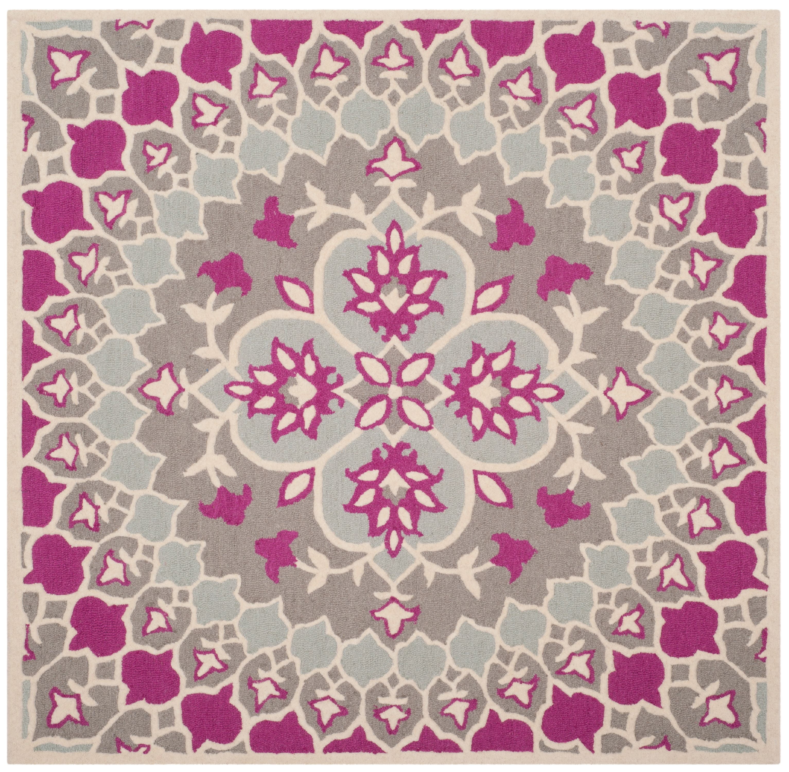 Ivory Elegance 5' Square Tufted Wool-Viscose Blend Area Rug
