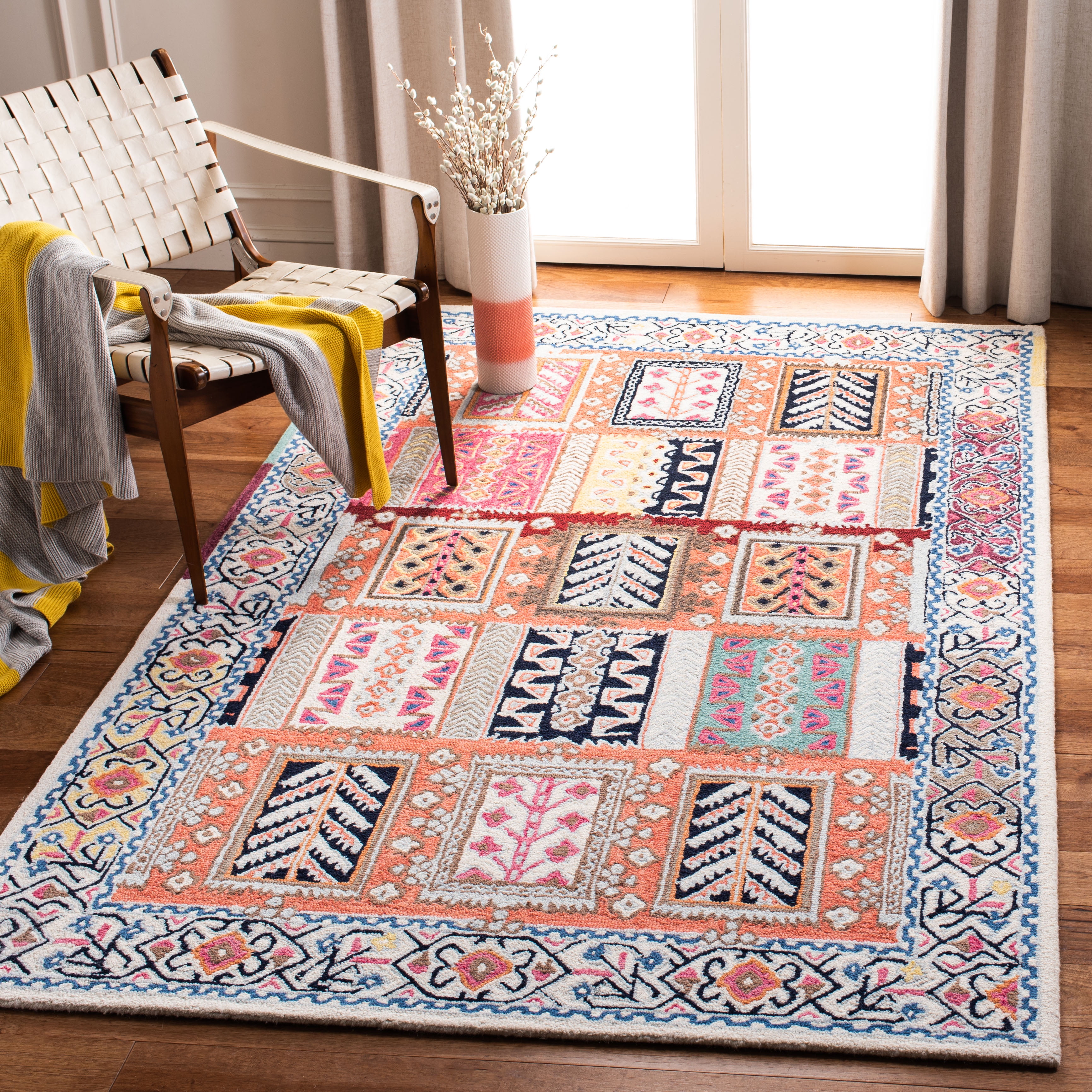 SAFAVIEH Bellagio Caiden Abstract Wool Area Rug, Ivory/Gold, 4' x 6'