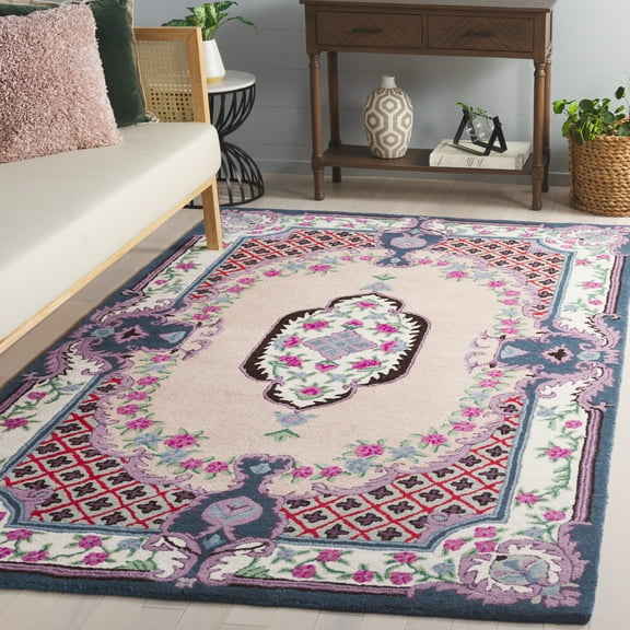 SAFAVIEH Bellagio Chandler Floral Wool Area Rug, Pink/Ivory, 8' x 10'