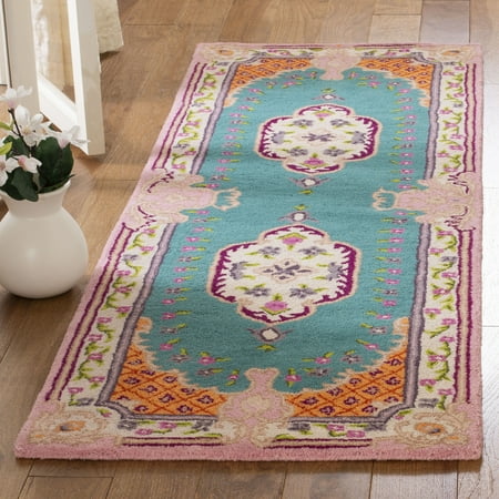 SAFAVIEH Bellagio Chandler Floral Wool Runner Rug, Blue/Pink, 2'3" x 5'