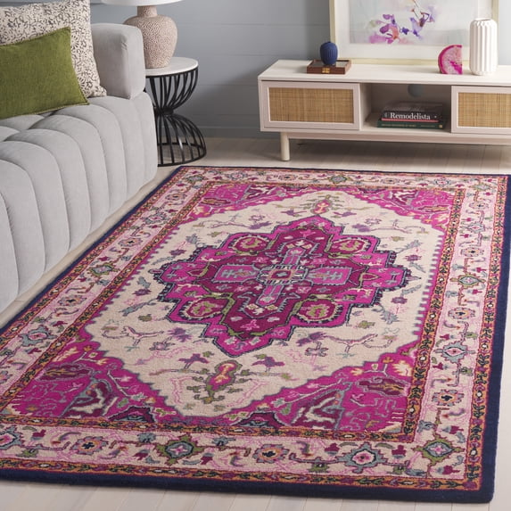 SAFAVIEH Bellagio Charlton Oriental Wool Area Rug, Ivory/Pink, 9' x 12'