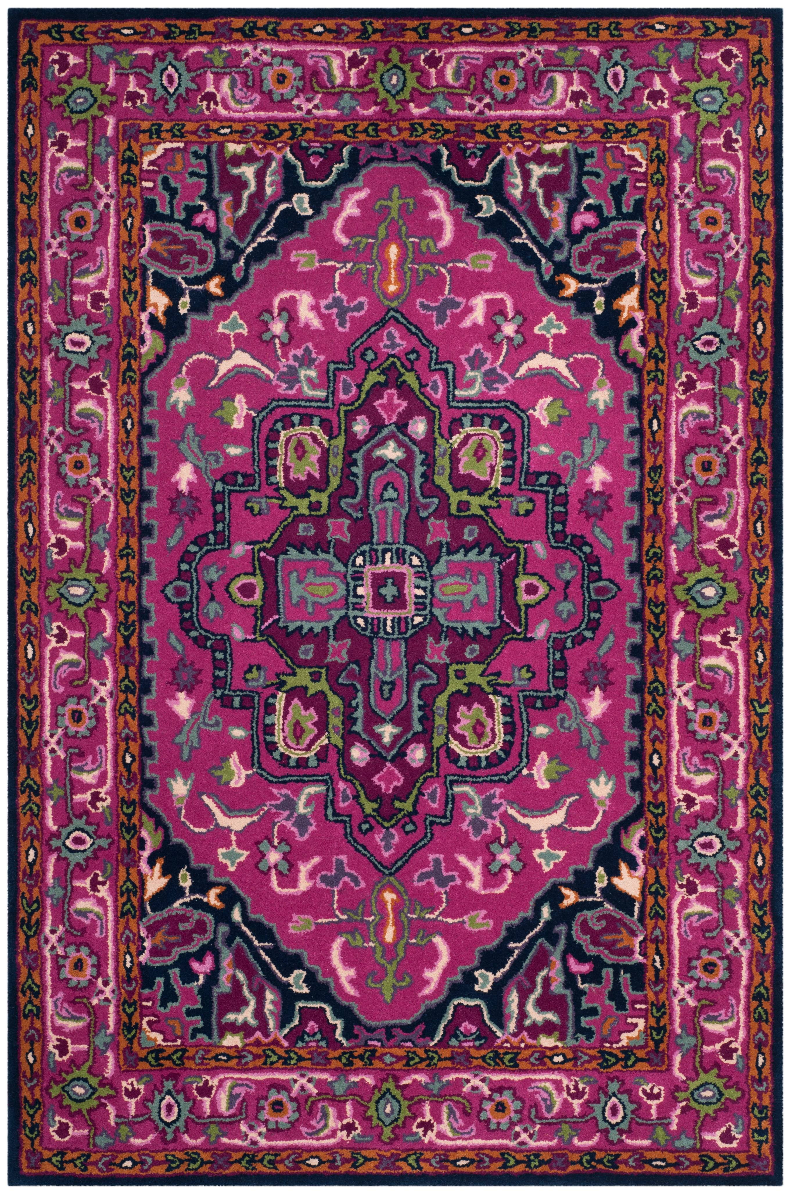 Handmade Tufted Wool-Viscose Pink/Navy Reversible Area Rug 3' x 5'
