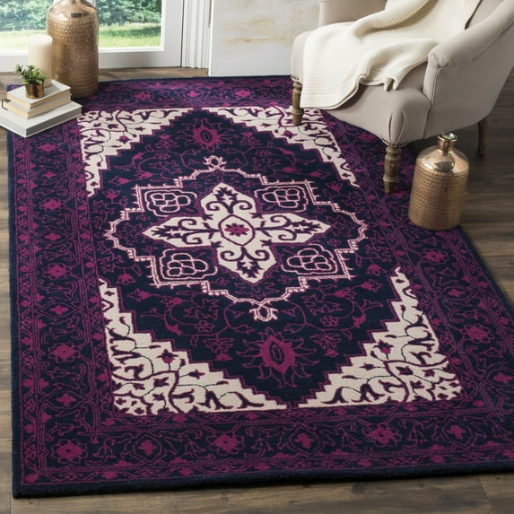 SAFAVIEH Bellagio Coty Oriental Wool Area Rug, Purple/Ivory, 5' x 8'