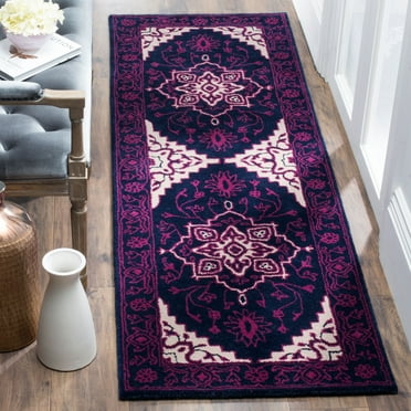 SAFAVIEH Bellagio Coty Traditional Wool Runner Rug, Purple/Ivory, 2'3" x 7'