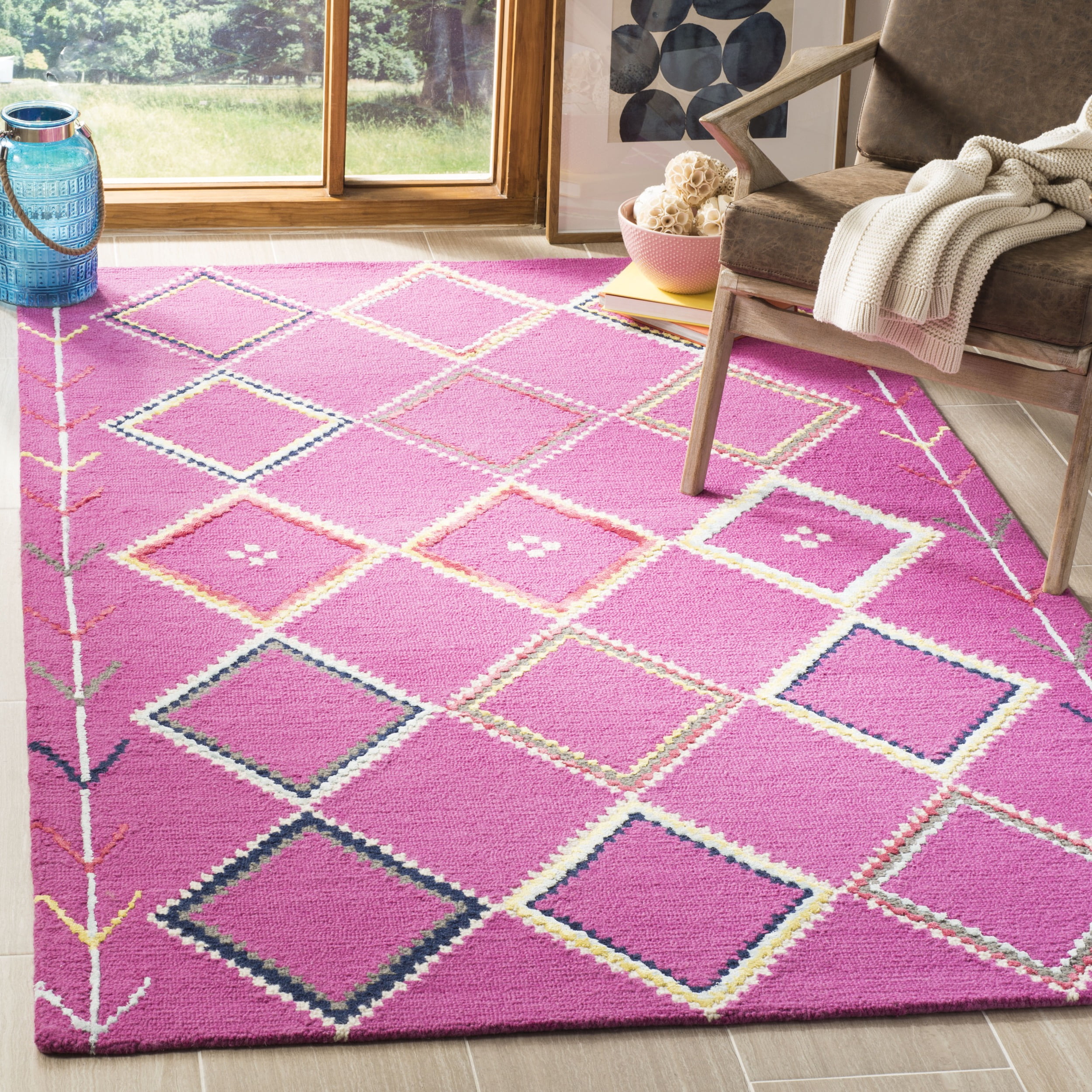 Handmade Fuchsia Wool Tufted 6' x 9' Area Rug