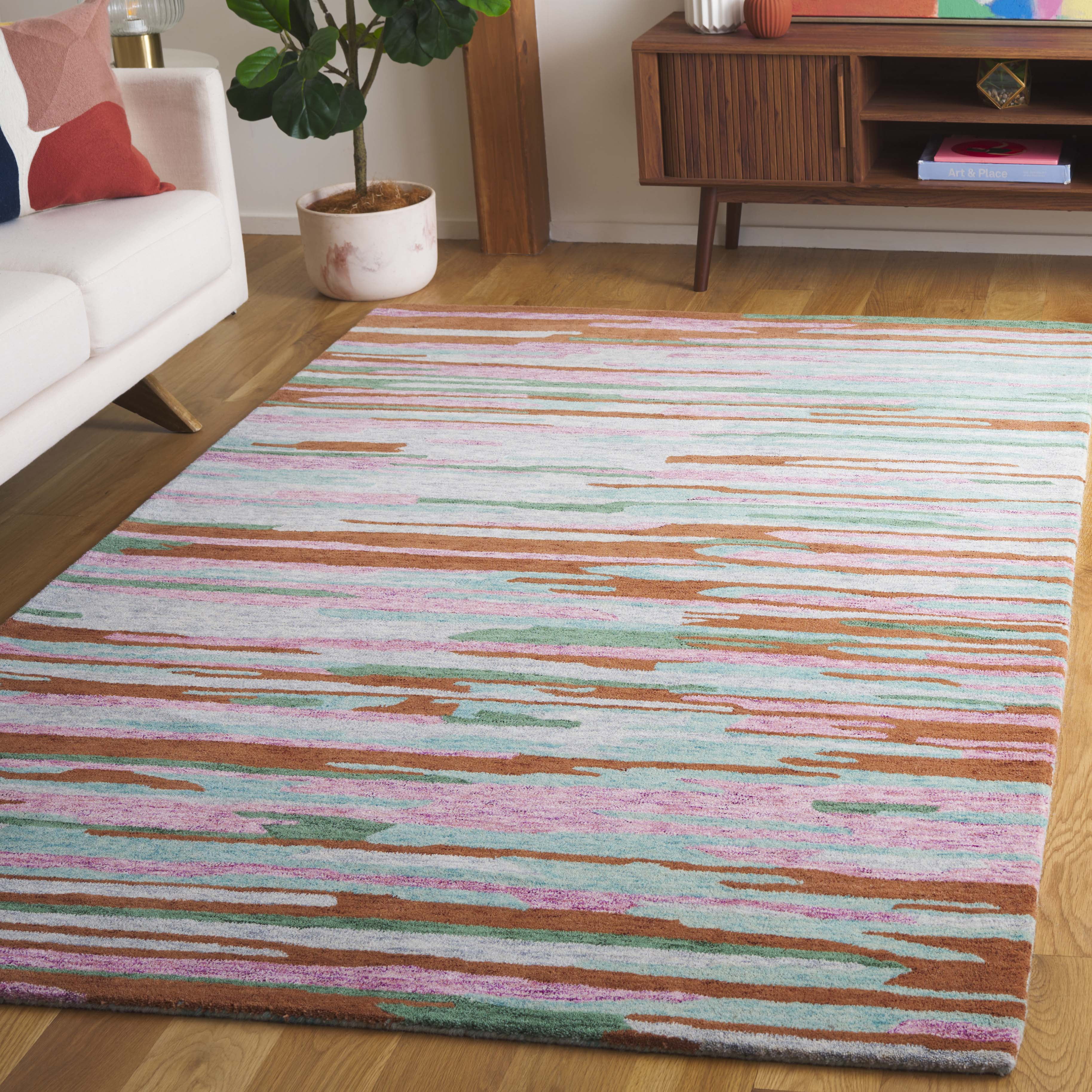SAFAVIEH Bellagio Jannah Abstract Area Rug, Green/Pink, 3' x 5'
