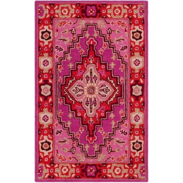 SAFAVIEH Bellagio Major Bordered Wool Area Rug, Red/Pink, 2' x 3'
