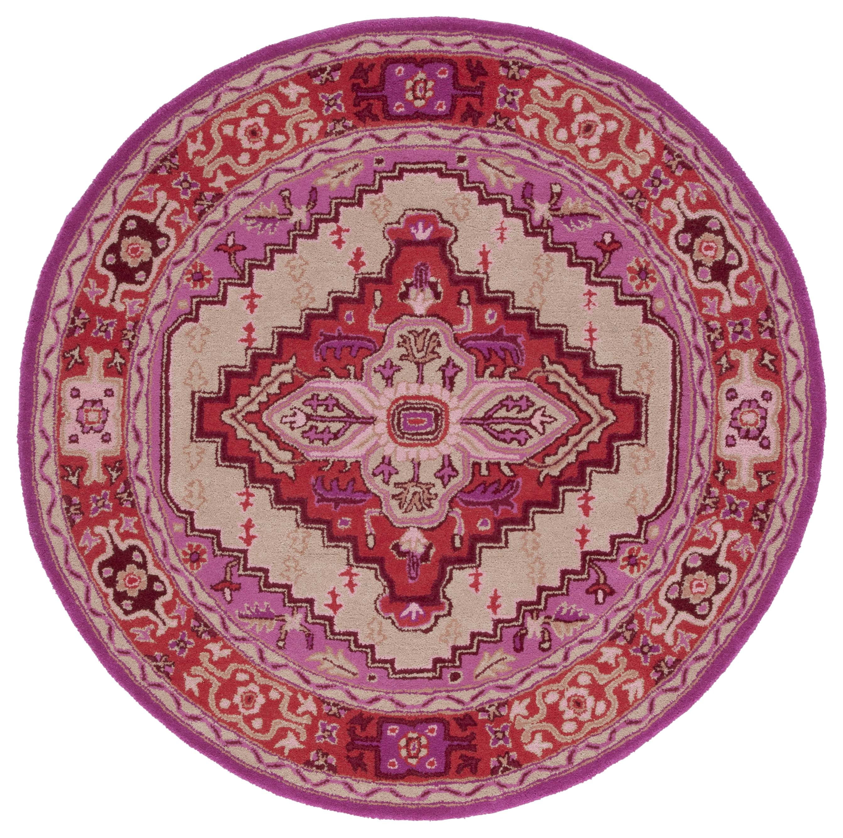 Bordered Wool Rug SAFAVIEH Bellagio Major Bordered Wool Area Rug, Red Pink/Ivory, 9' x 9 ...