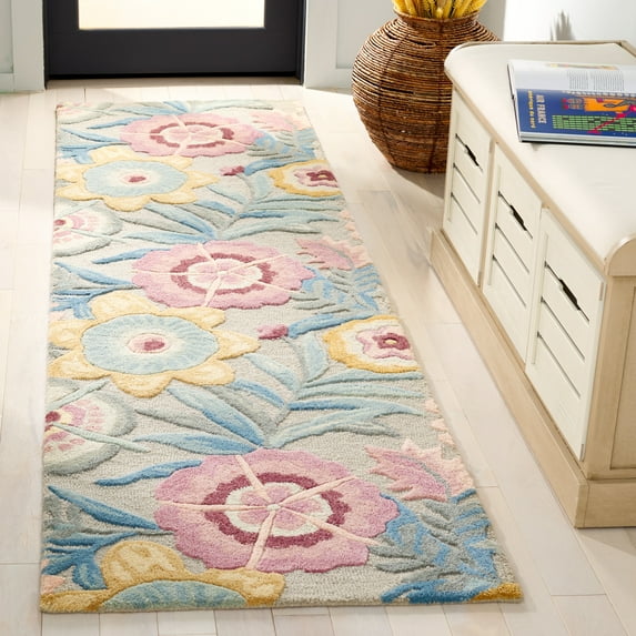 SAFAVIEH Bellagio Nita Floral Runner Rug, Gray/Pink, 2'3" x 8'
