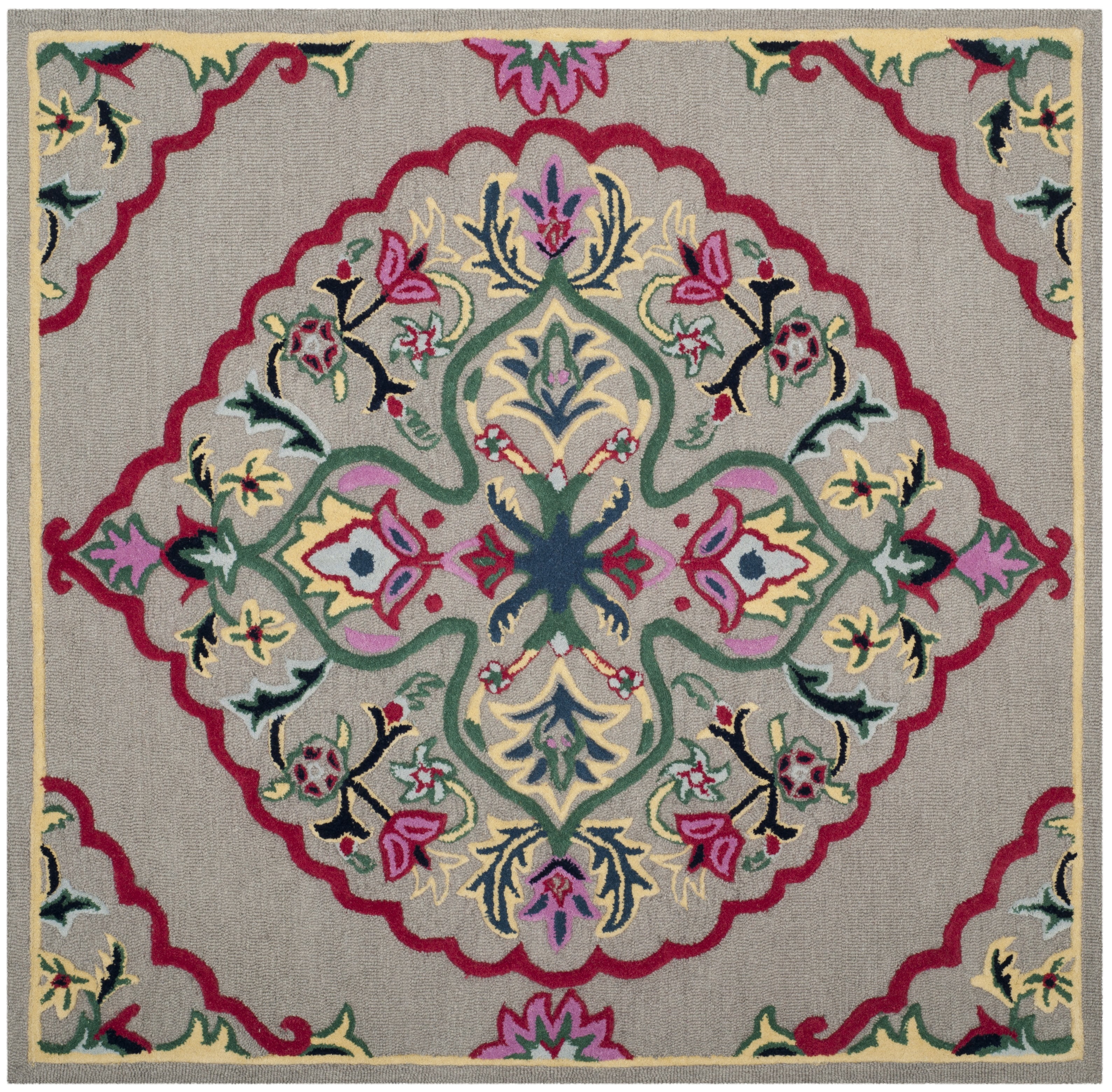 Handmade Tufted Gray Wool Square Decorative Rug - 3'x3'